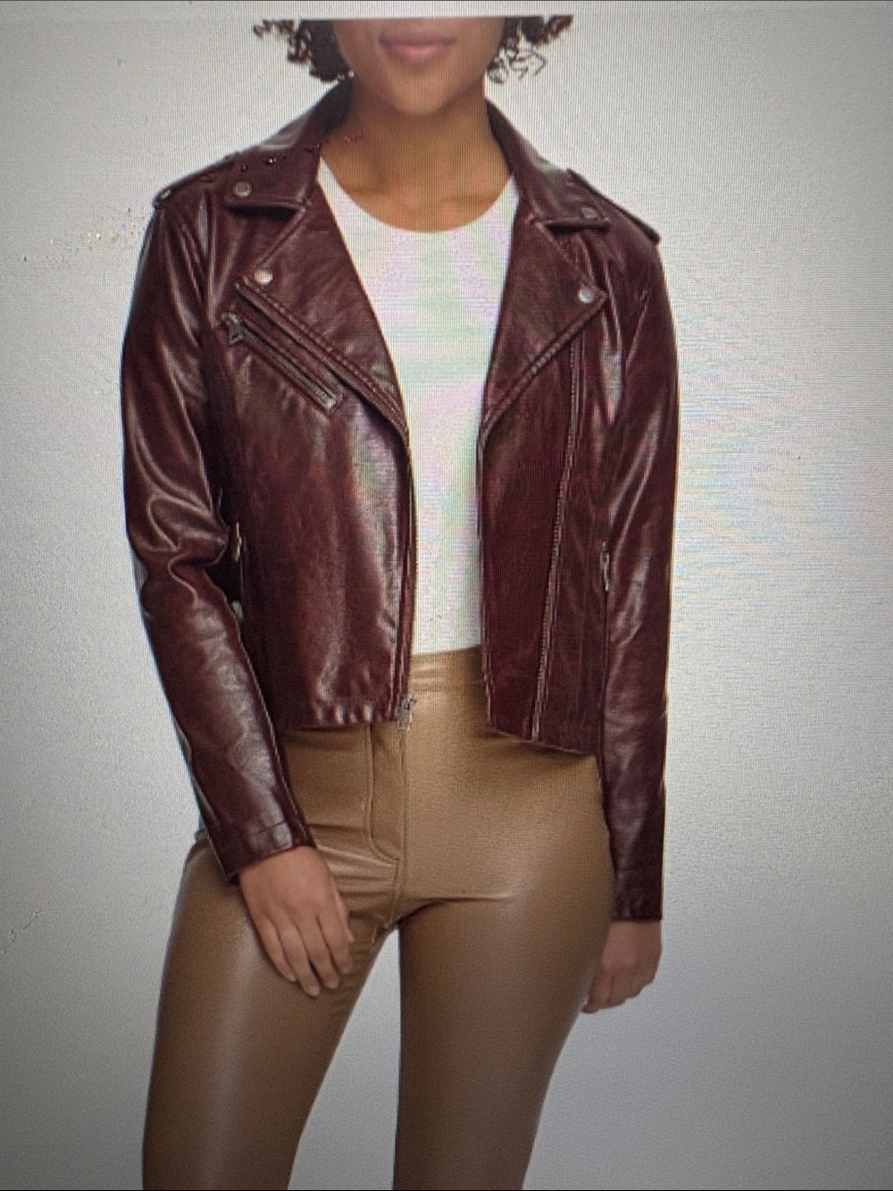 Levi's Women's Deep Burgundy Faux Leather Moto Jacket - Picture 8 of 8